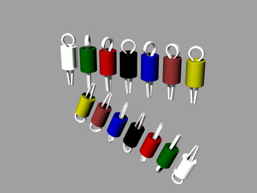 印刷电路板的通孔测试点。印刷电路板焊接孔直径1毫米，高度5毫米缩略图